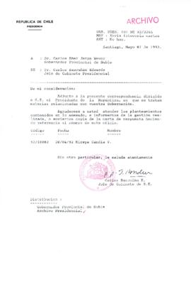 [Oficio Ord. N° 2246 de Jefe de Gabinete Presidencial, remite copia de carta]