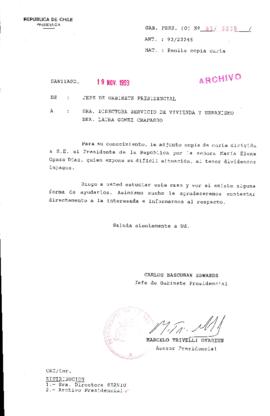[Oficio Gab. Pres. Ord. N° 6009 de Jefe de Gabinete Presidencial, remite copia de carta que se in...