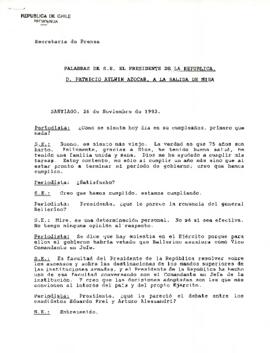 Palabras de s.e. el presidente de la república, D. Patricio Aylwin Azócar, a la salida de misa