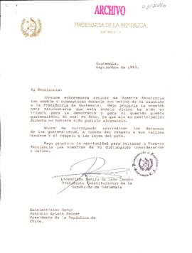 [Carta del Presidente de la República de Guatemala]