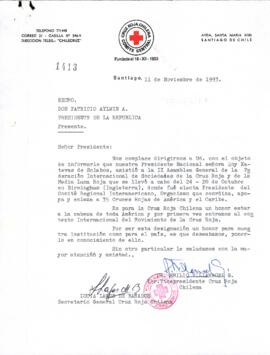 [Carta del Comité Central de la Cruz Roja Chilena dirigida al Presidente Patricio Aylwin]