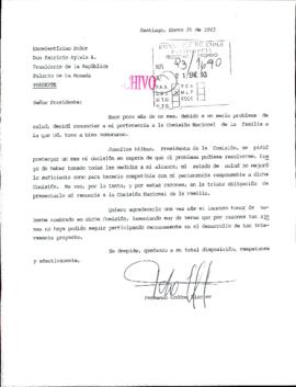 [Presenta renuncia a cargo en Comisión Nacional de la Familia]
