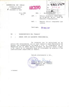 [Oficio del Subsecretario del Trabajo mediante el cual informa sobre proceso de negociación colectiva en la empresa Fourcade]