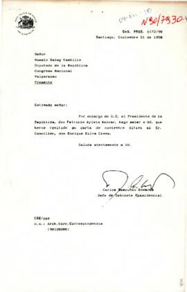 [Carta de Presidencia dirigida a Diputado de Congreso Nacional]