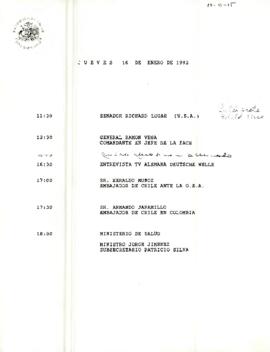 Programa jueves 16 de enero de 1992