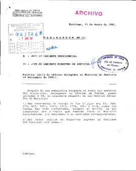 [Memorandum n°12 de Ministro de Justicia]