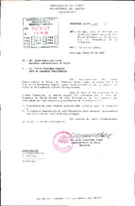 [Carta de Secretaría de Salud dando sobre orientación entregada a representante de Fundación Gustavo Chiang]
