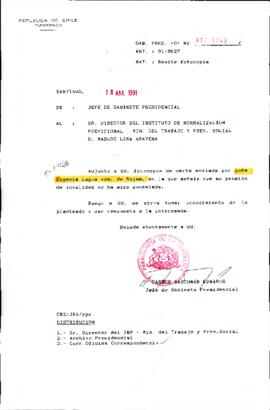 [Oficio del Jefe de Gabinete Presidencial dirigido al Director del Instituto de Normalización Previsional sobre pensión de invalidez]