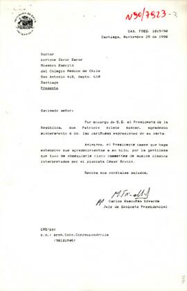 [Carta de Presidencia, dirigida a Enrique Zaror]