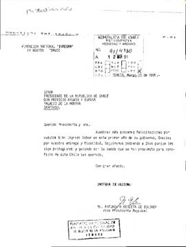 [Saludo de Fundación "Integra" IX Región,  al cumplirse un año de Gobierno democrático]