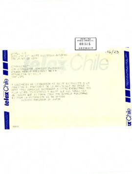 Telegrama enviado desde Tokio por el Emperador Akihito de Japón, dirigido al Presidente Patricio Aylwin Azócar