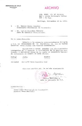 [Oficio Gab. Pres. Ord. N° 6132 de Jefe de Gabinete Presidencial, remite copia de carta que se indica]