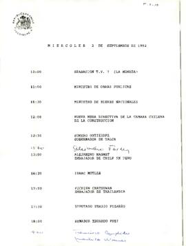 Programa Miércoles 2 de Septiembre de 1992