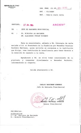 [Oficio Gab. Pres. Ord. N° 3730 de  Jefe de Gabinete Presidencial, remite copia de carta que se indica]