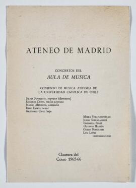 Programa: Ateneo de Madrid conciertos del aula de música. Conjunto de música antigua de la Universidad Católica de Chile.