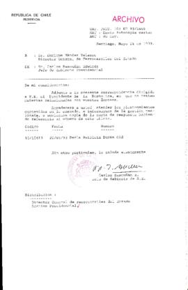 [Oficio  Gab. Pres. Ord. N° 2668 de Jefe de Gabinete Presidencial, remite copia de carta que indica]