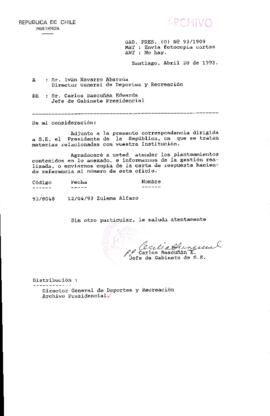 [Oficio Gab. Pres. Ord. N° 1909 de Jefe de Gabinete Presidencial, remite copia de carta]