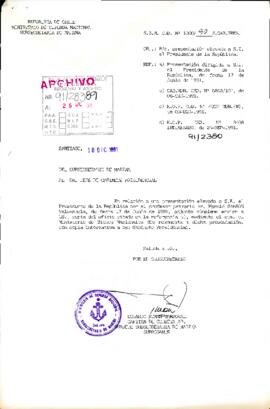 [Oficio Ord. nº 1000/90 de Subsecretario de Marina, responde a Jefe de Gabinete Presidencial]s. Nº91/5089]
