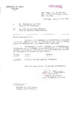 [Oficio  Gab. Pres. Ord. N° 3149 de  Jefe de Gabinete Presidencial, remite copia de carta que se indica]