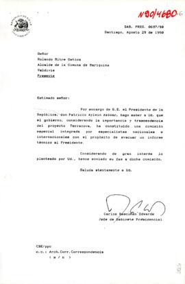 [Carta expresando la gran consideración del Presidente de la República respecto a el "Proyecto Forestal Terranova"].