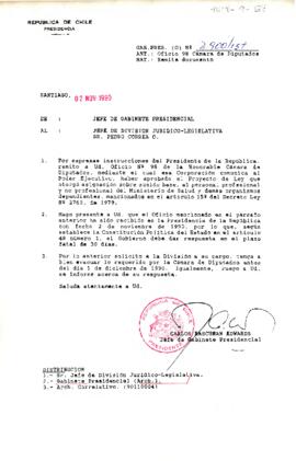 [Carta de Jefe de Gabinete a Sr. Pedro Correa sobre asignación sobre sueldo base a personal del Ministerio de Salud ]