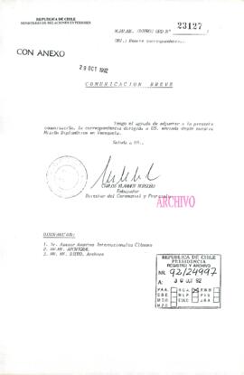 [Oficio Ord. N° 23127 de Ministerio RR.EE., comunicación breve]