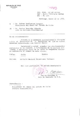 [Oficio del Gabinete Presidencial dirigido al Presidente del Banco del Estado de Chile, mediante el cual pide realizar gestión ante solicitud de particular]