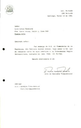 Carta remitida a la Intendencia Región Metropolitana