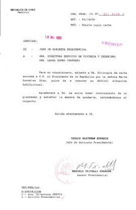 [Oficio Gab. Pres. Ord. N° 3620 de  Jefe de Gabinete Presidencial, remite copia de carta que se indica]