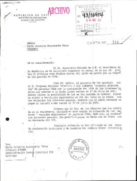 [Carta N° 160 del Ministerio de Agricultura por situación de María Cristina Bustamante]