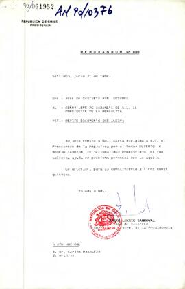 [Memorandum  remitiendo carta de ciudadano ecuatoriano]
