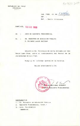 [Se remite carta a Ministro de Educación Pública]