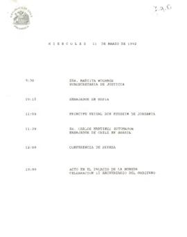 Programa miércoles 11 de marzo de 1992