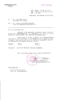 [Oficio Gab. Pres. N° 5671 de Jefe de Gabinete Presidencial, remite copia de carta que se indica]