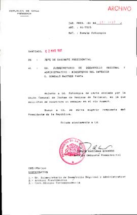 [Se remite fotocopia de correspondencia a Subsecretario de Desarrollo Regional y Administrativo del Ministerio del Interior]