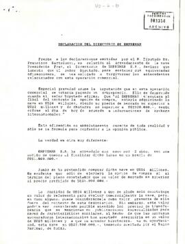 Declaración del Directorio de EMPREMAR