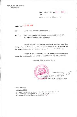 [Se remite carta de Sr. Jorge Candia a Presidente Banco Estado]