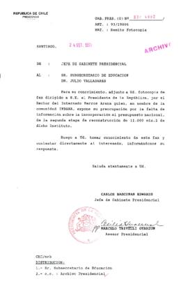 [Oficio  Gab. Pres. Ord. N° 4960 de Jefe de Gabinete Presidencial, remite copia de carta que se indica]