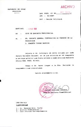 [Se remite fotocopia correspondencia a Gerente General CORFO]