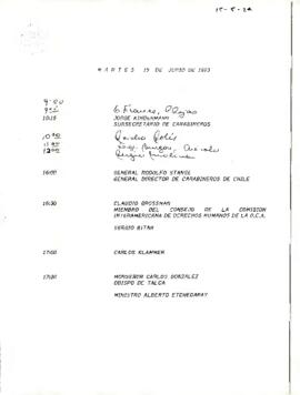 Programa en la agenda del 15 de Junio de 1993
