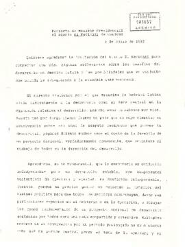 Proyecto de mensaje presidencial al Diario El Nacional de Caracas.