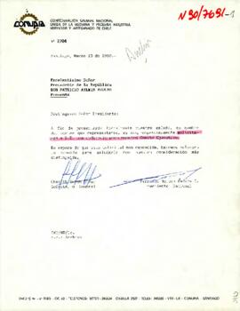 Carta de la Confederación Gremial Nacional Unida de la Mediana y Pequeña Industria del Artesanado...