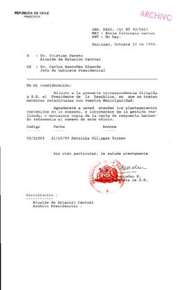 [Oficio Gab. Pres. Ord. N° 5417 de Jefe de Gabinete Presidencial, remite copia de carta que se indica]