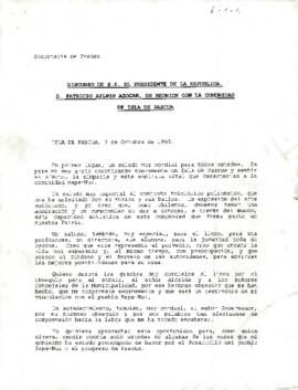 Discurso de s.e. el presidente de la República, d. patricio Aylwin Azócar, en reunión con la comunidad de isla de pascua.