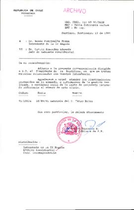 [Se adjunta correspondencia a Intendente IV Región]