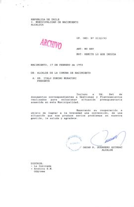 [Copia de Oficio Ord. N° 132 de Alcalde de Nacimiento, remite documentos]