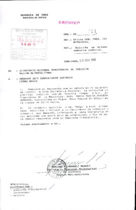[Oficio del Secretario Regional Ministerial de la Región Metropolitana dirigido al Abogado Jefe del Consultorio Jurídico de Cerro Navia]
