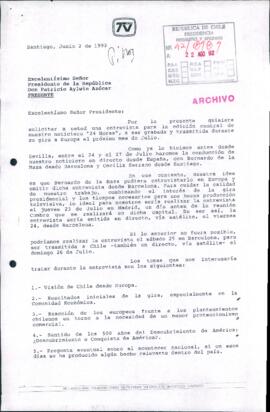 [Carta de la Directora de Prensa de Televisión Nacional de Chile dirigida al Presidente Patricio Aylwin]