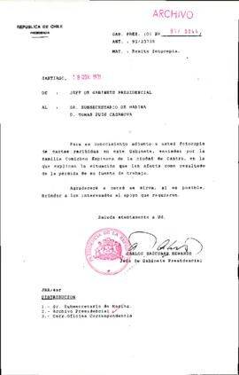 [Remite fotocopia de carta que se indica a Subsecretario de Marina]