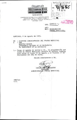 [Oficio Ord. N° 385 de Director Administrador Teatro Municipal, remite programación]